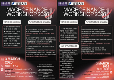 【開催案内】第3回国際ワークショップ「MacroFinance Workshop 2026」（彦根キャンパス）：3月3日のサムネイル