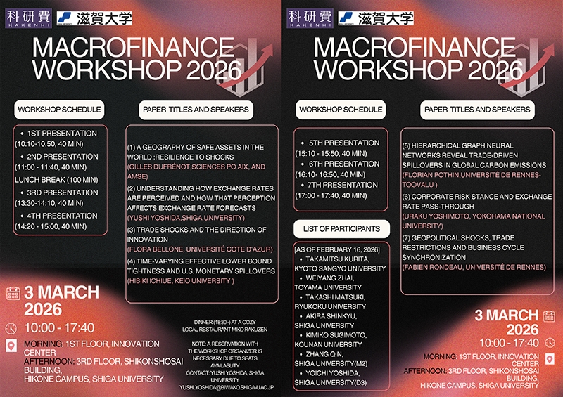 【開催案内】第3回国際ワークショップ「MacroFinance Workshop 2026」（彦根キャンパス）：3月3日のサムネイル